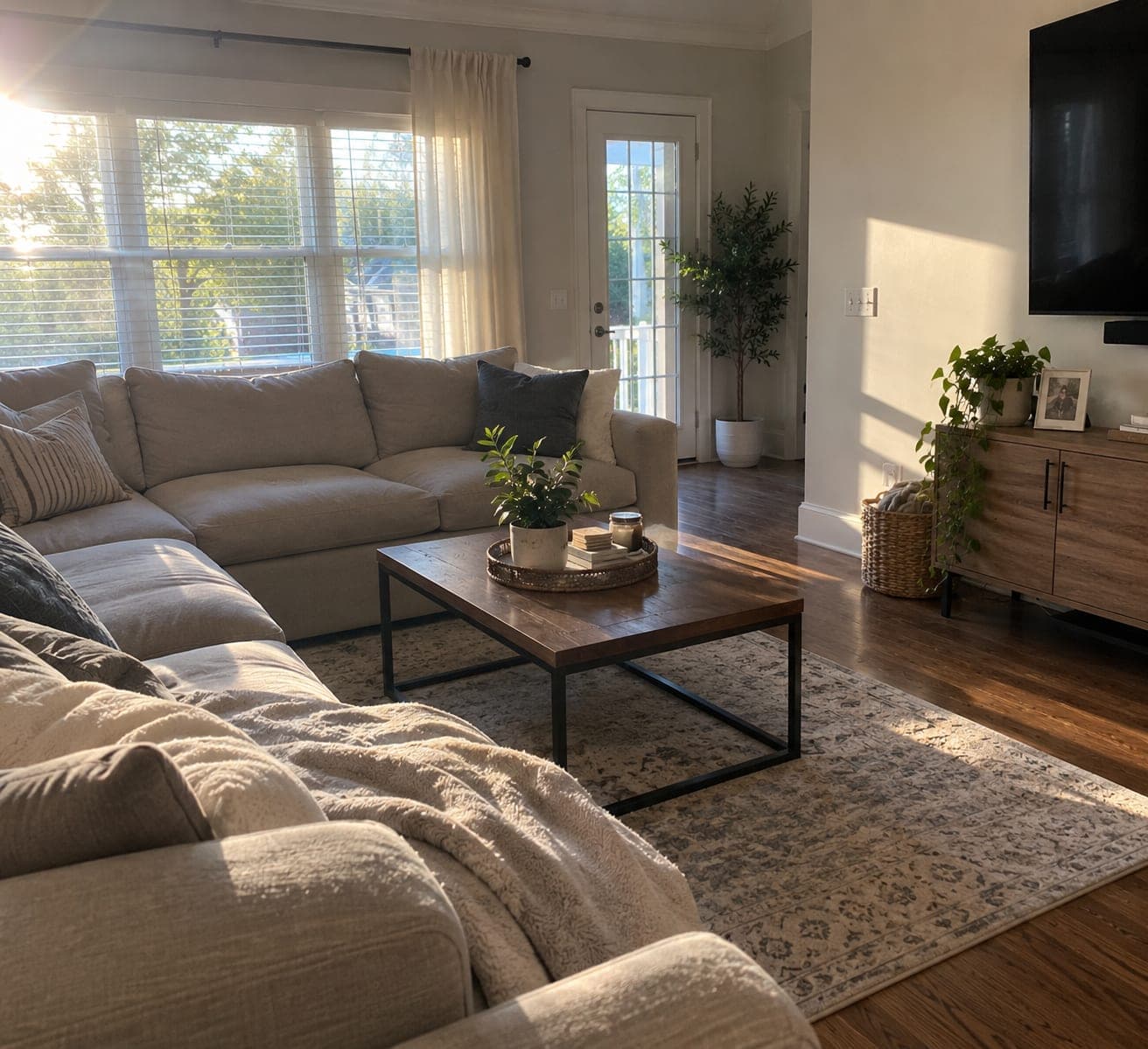 Bright, tidy living room after a Star Cleaning SC deep clean in Charleston